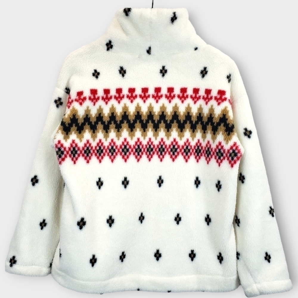 LOFT Sherpa Mock Neck Fair Isle Top SP - Picture 3 of 10